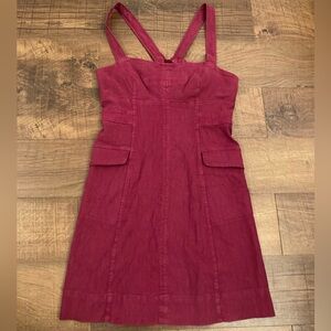 Anthropologie Mini Dress Pink Magenta Linen Blend Modern Boho Romantic Women’s 8